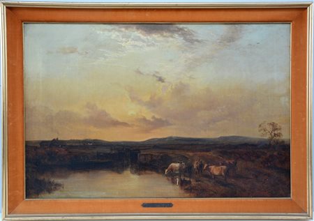 Scuola inglese del XIX Secolo
"Campagna inglese con armenti"
olio su tela (cm 6