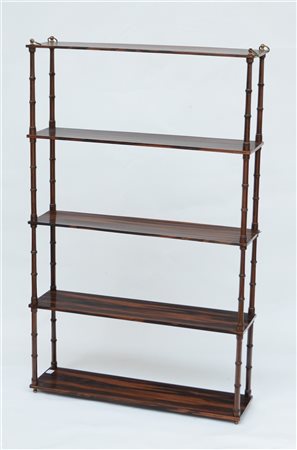 Etagere pensile a cinque ripiani con montanti intagliati a finto bambù (cm 60x9