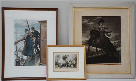 Lotto composto da tre incisioni di diverse epoche e autore, in cornici (difetti