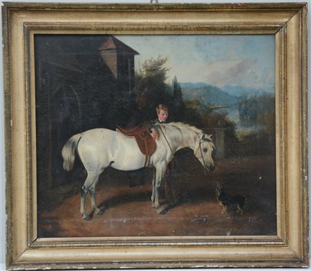 Monogrammista inglese della seconda metà del XIX Secolo "Paesaggio con fanciull