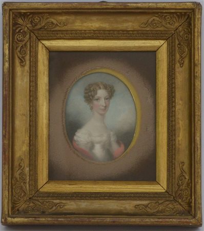 Scuola della fine del secolo XIX "Ritratto di dama" (cm 8x6,5) in cornice dell'