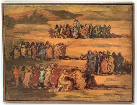 Achille Sdruscia "Il Giudizio Universale" olio su tela (30x40) Firmato e datato