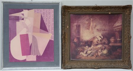 Lotto composto da quattro riproduzioni di dipinti in cornici (difetti)
misure d