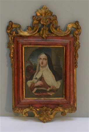 Artista di fine secolo XVIII, ''Santa Teresa d'Avila'', olio su rame (cm 14x11)