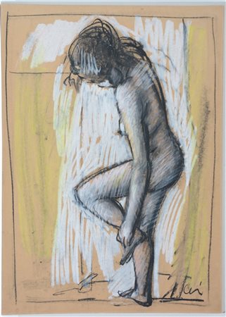 Achille Funi (Attribuito) "Studio per figura" tecnica mista su carta (cm 70x50)