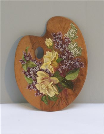 Artista dell' inizio del XX Secolo "Fiori" olio su tavolozza (cm 28x36) (difett