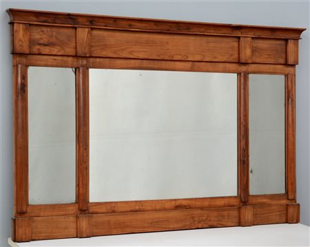 Caminiera impero in ciliegio decorato con mezze colonne tornite (cm 95x145)(dif