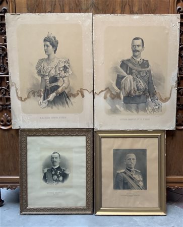 Lotto composto da quattro incisioni raffiguranti personaggi sabaudi (difetti)