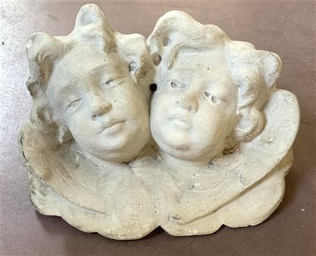 Ignoto "Amorini" scultura in marmo bianco (cm 30x16) (difetti)