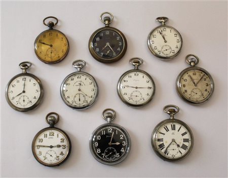 OMEGA, LONGINES, CYMA E ALTRI
Lotto composto da dieci orologi da tasca in argen