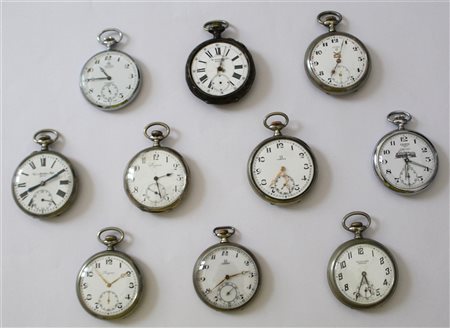 OMEGA, LAURENZ, M. GUGENHEIM, ALTRI
Lotto composto da dieci orologi da tasca in