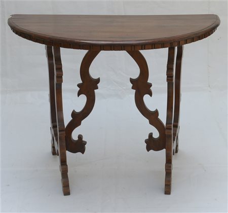 Consolle fratina a mezzaluna con gambe e traverse sagomate (cm 100x75x50) (dife