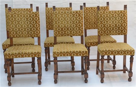 Gruppo di sei sedie in stile rinascimentale (difetti)