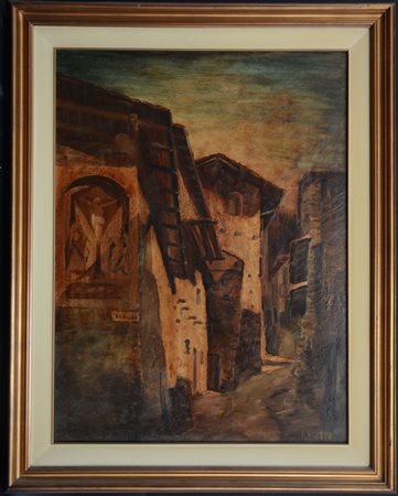 A. Morini "A Mantello Sondrio" olio su tela (cm 80x60) firmato in basso a destr