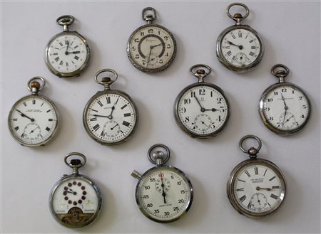 OMEGA, LONGINES E ALTRI
Lotto composto da nove orologi da tasca e un cronometro