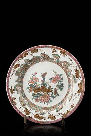 Manifattura di Pasquale Rubati, Milano 1770. Piatto tondo in maiolica con bordo