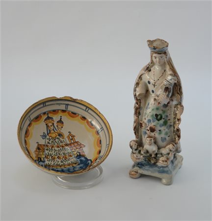 Manifattura dell'Italia meridionale, lotto composto da una coppetta dipinta raf