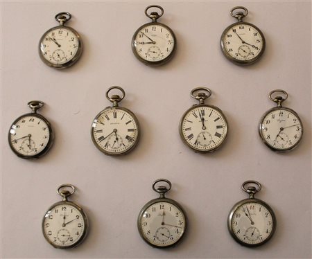 LONGINES E ZENITH
Lotto composto da dieci orologi da tasca in argento e metallo