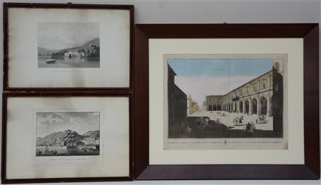 Lotto composto da tre incisioni del secolo XIX di autori diversi, due raffigura