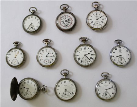 ZENITH, LONGINES E ALTRI
Lotto composto da dieci orologi da tasca in argento e
