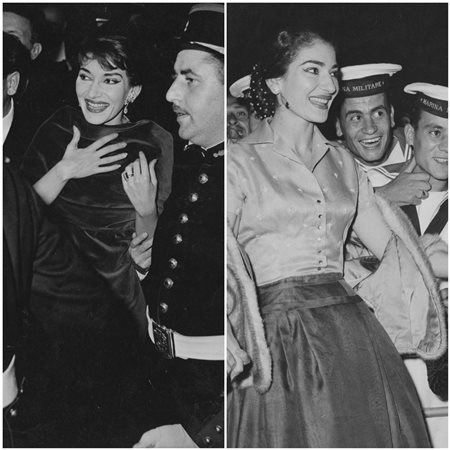 Maria Callas with fans 1960 ca.

Two ferrotyped original gelatin silver prints.