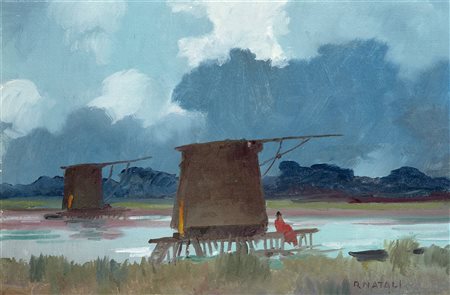 Renato Natali "Calambrone" 
olio su cartone telato (cm 19x30)
Firmato in basso a