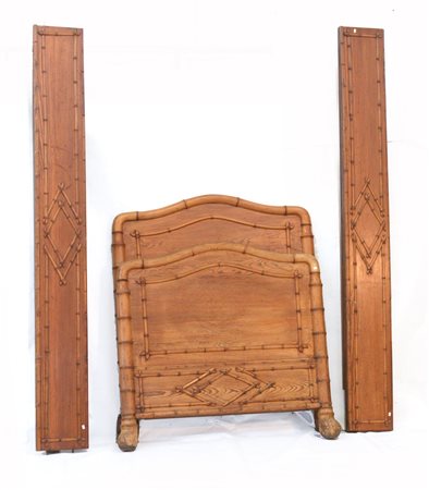 Lettino ad una piazza in legno decorato a finto bamboo (difetti)