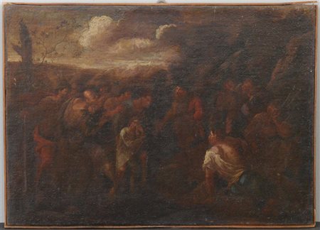 Ignoto "Il ritorno del figliol prodigo" antico dipinto ad olio su tela (cm 48x6