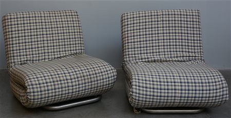 Coppia di poltrone da giardino con struttura in acciaio aisi e cuscini in tessu