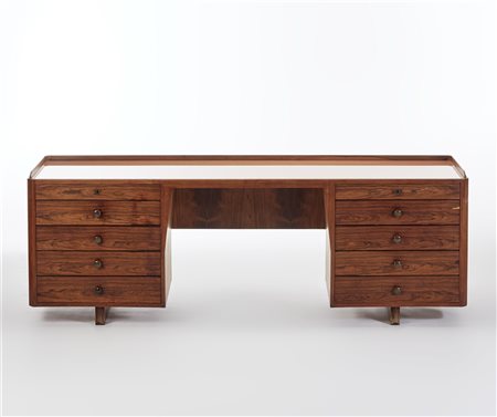 Toilette a dieci cassetti in legno impiallacciato e lastronato di palissandro i