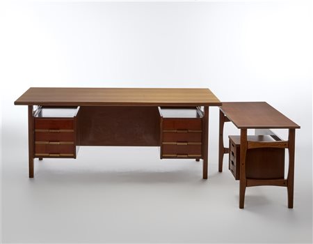 Schirolli Scrittoio da dattilografa e scrivania a doppia cassettiera. Mantova, a