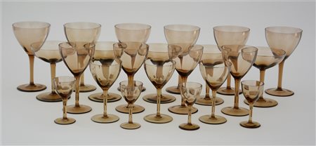 Manifattura di Murano
Parte di set di bicchieri in vetro trasparente ambrato co