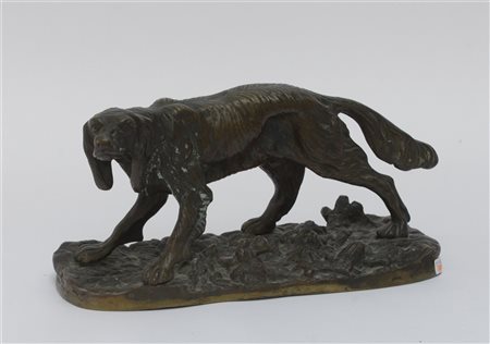 Ignoto "Cane da caccia" scultura in bronzo (h cm 27)