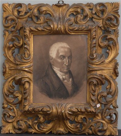 Andrea Appiani (Attribuito) "Ritratto maschile" 1815, disegno a matita, carbonci