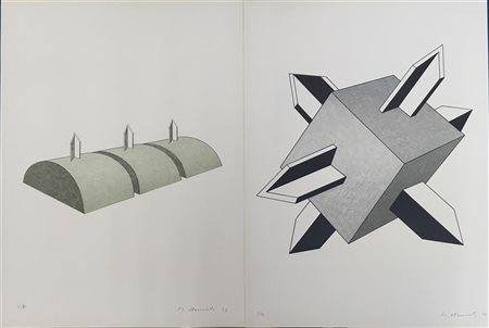 Mauro Staccioli "Senza titolo" 1973-1974
lotto composto da due litografie a colo