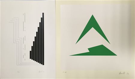 Thea Vallè "Senza titolo" 1972-1974
lotto composto da due serigrafie a colori
mi