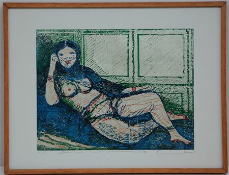 Salvatore Fiume (1915-1997) - “Odalisca”, serigrafia (cm 52x69) firmata e dedic