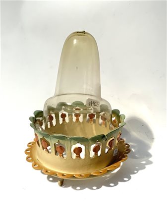 Lanterna da parete a una luce in ferro battuto, sagomato e dipinto (h cm 72) (l