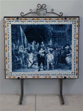 Pannello decorativo raffigurante ''La ronda di notte'' di Rembrandt, realizzato