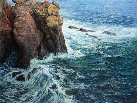 Guglielmo Baldassini "Scogliera"
olio su tela (cm 75x100)
Firmato in basso a des