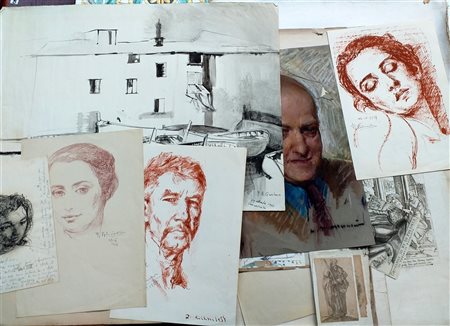 Lotto composto da numerose incisioni del secolo XIX e di altri periodi, schizzi