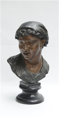 Ignoto "Testa di ragazza" scultura in bronzo (h cm 50) reca firma V. Gemito