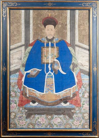 Arte Cinese  A large very fine painting portraying an officer China, Qing dynasty, 18th century .