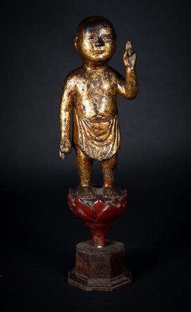 Arte Cinese  A gilt lacquered bronze Buddha figure China, Ming dynasty.