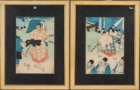 Arte Cinese  Two prints on rice paper Japan, 19th century .