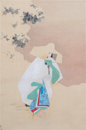 ARTE GIAPPONESE  Scroll depicting Bijin and the snow Japan, 19th century Ink and colour on silk .