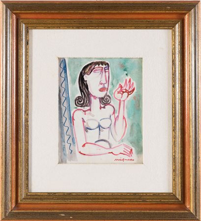 Giuseppe Migneco (Messina 1903 – Milano 1997), “Ritratto femminile”.