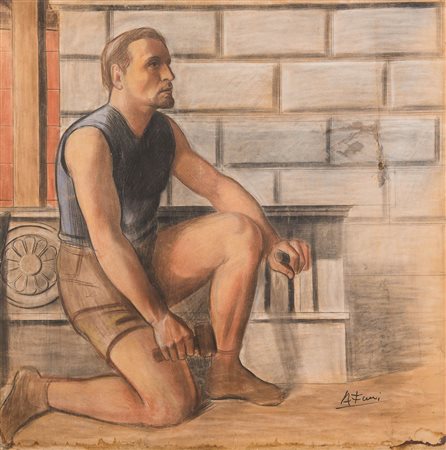 Achille Funi (Ferrara 1890 – Appiano Gentile 1972), “Scalpellino”.
