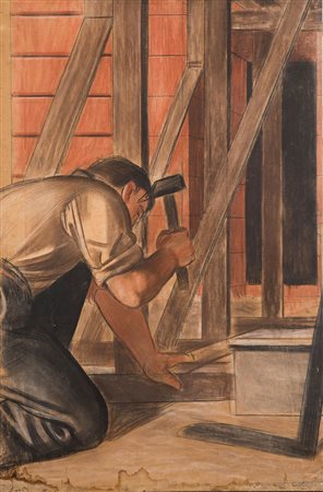 Achille Funi (Ferrara 1890 – Appiano Gentile 1972), “Muratori”.