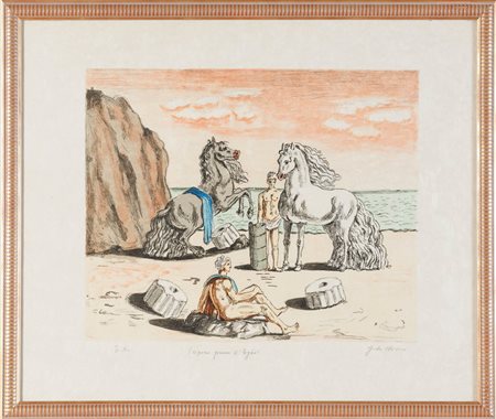 Giorgio de Chirico (Volo 1888 – Roma 1978), “Riposo presso l’Egeo”.